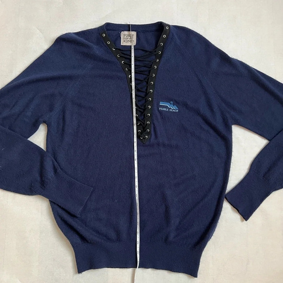 First Of A Kind Sweater One Size Real Reworked Vintage Dark Blue Long Sleeve - Picture 7 of 16